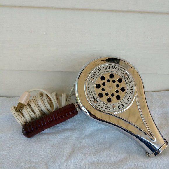 Antique 50s Hair Dryer Handy Hannah Chrome Heat Controlled Cat.995-C-Woo… - Picture 9 of 9